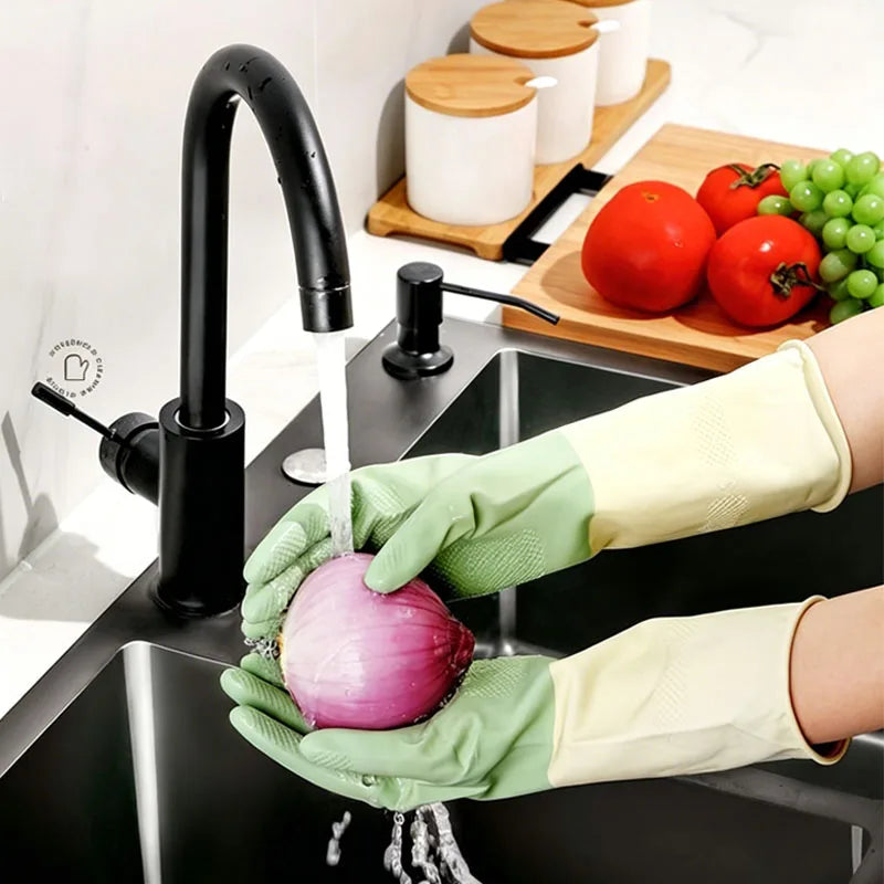 Thick Waterproof Latex Kitchen Gloves | Mint Green Rubber