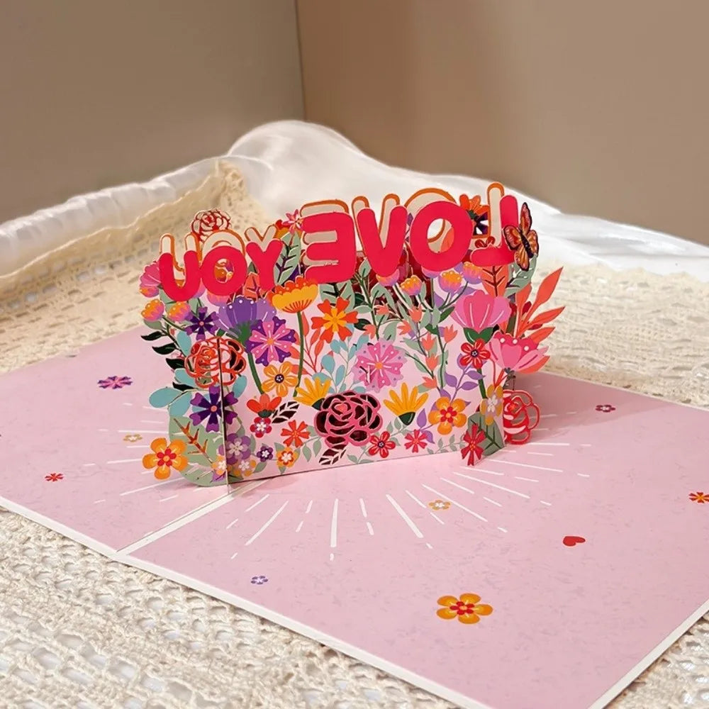 3D Pop-Up Mother's Day Card – Floral Bouquet Handmade Gift