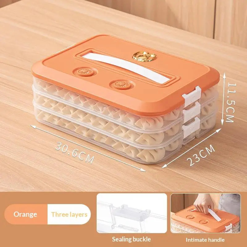 Stackable Dumpling Storage Containers with Airtight Lids 1-4 Layers