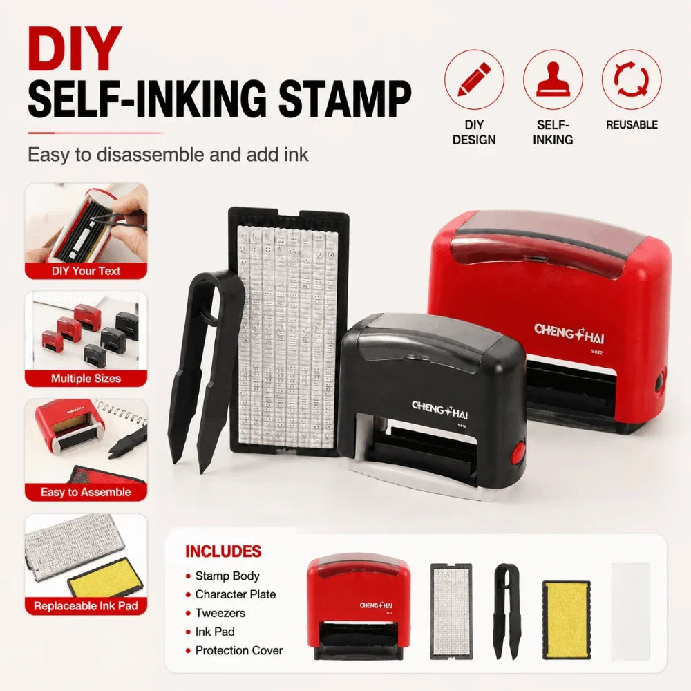 DIY Self-Inking Stamp Kit – Multi-Size Monogram Stamp Set