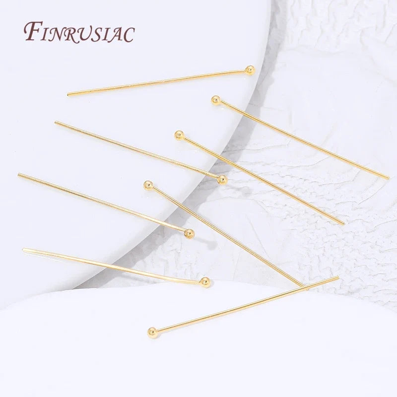 18K Gold Plated Ball Head Pins – Long Stem Beading Pins