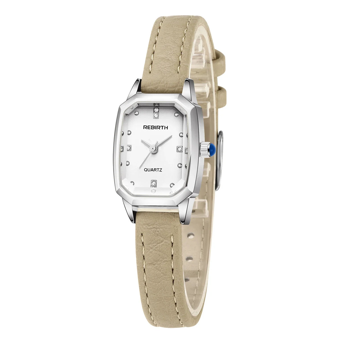 REBIRTH Unisex Square Quartz Watch – Leather Band, Water-Resistant