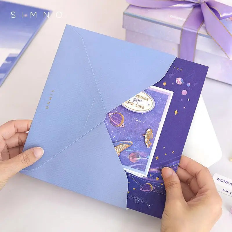 3D Pop-Up Galaxy Greeting Card – Astronaut Moon Whale Design
