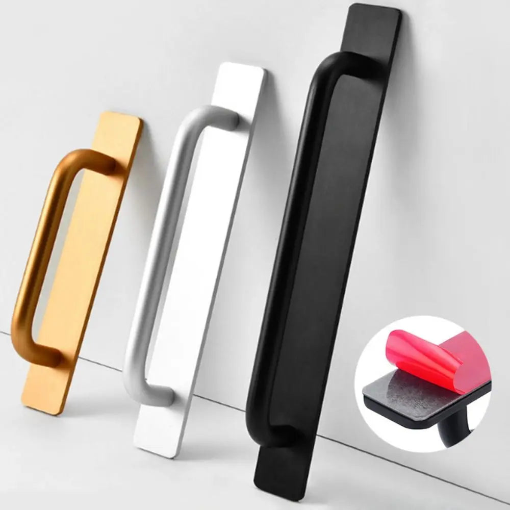 Punch-Free Aluminum Self-Adhesive Cabinet Pulls & Door Handles