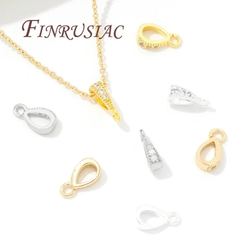 18K Gold Plated Brass Zircon Pendant Bails | DIY Necklace Findings
