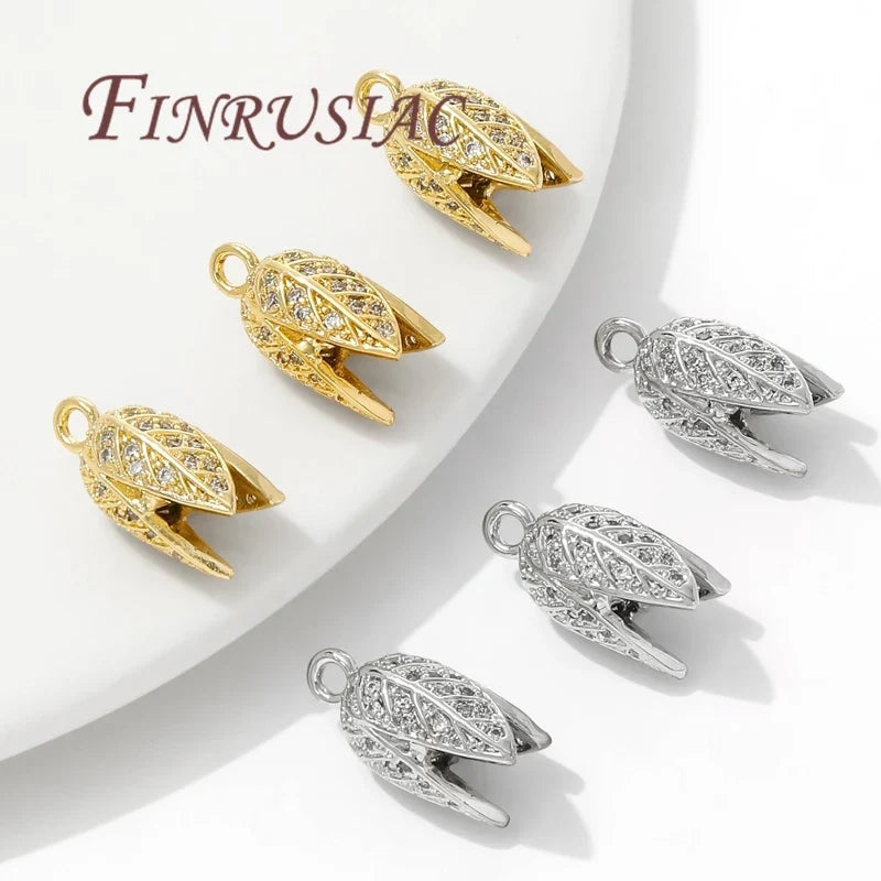 18K Gold Plated Zircon Flower Charm Pendants – DIY Jewelry