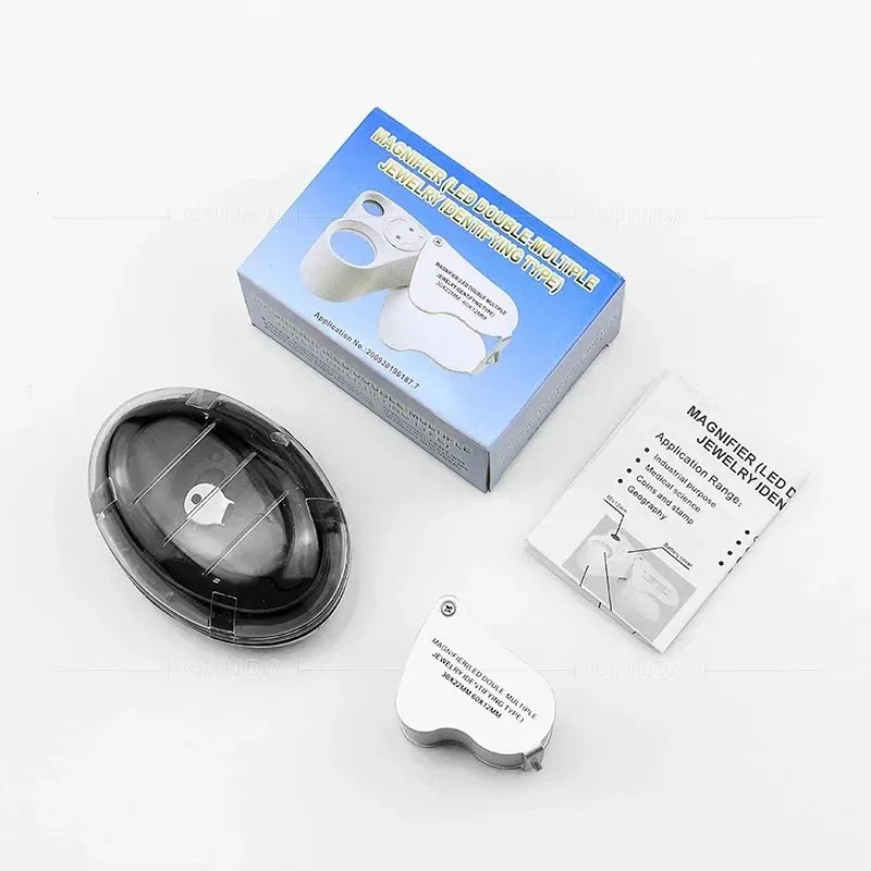 30X 60X Jewelers Loupe Magnifier with LED Light | Foldable
