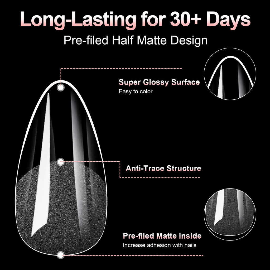 100Pcs Matte Press On Nails Half & Full Cover Acrylic Tips