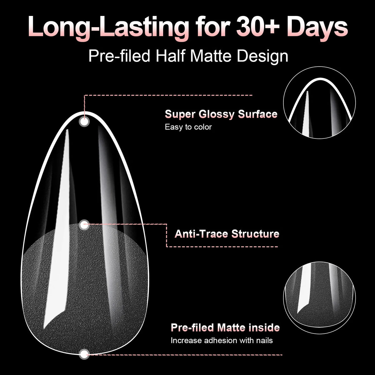 100Pcs Matte Press On Nails Half & Full Cover Acrylic Tips