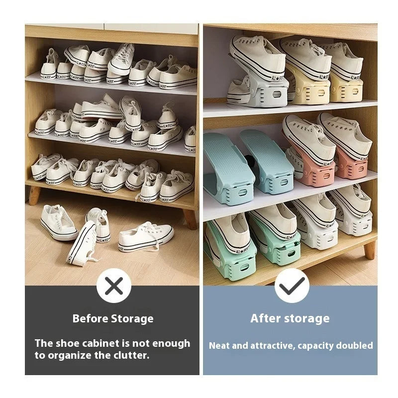 10-Pack Adjustable Stackable Shoe Rack Organizer Set