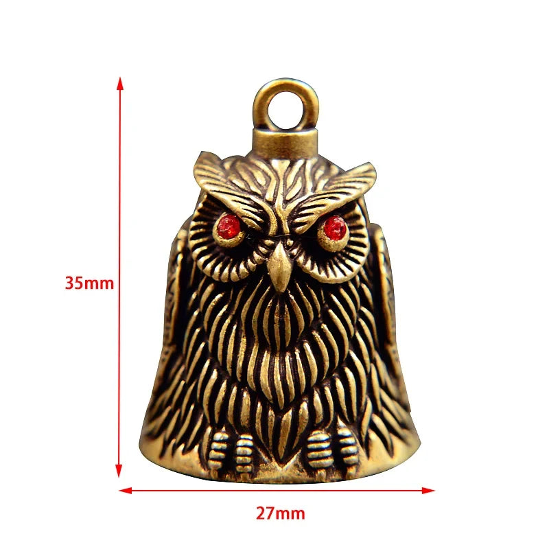 Vintage Owl Brass Bell Keychain – Feng Shui Car Pendant