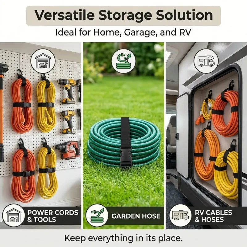 4-Pack Adjustable Heavy Duty Hose & Cord Storage Straps