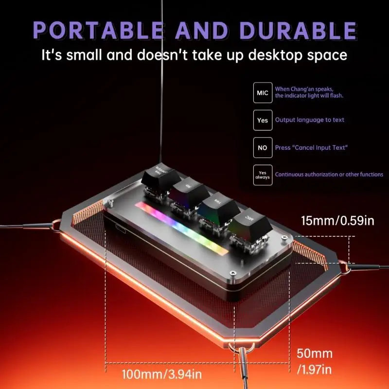 USB-C 4-Button Productivity Keypad with Light Bar | Dictation