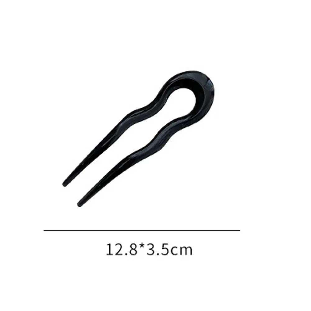 U-Shaped Acetate Hair Fork Stick – Tortoiseshell Geometric
