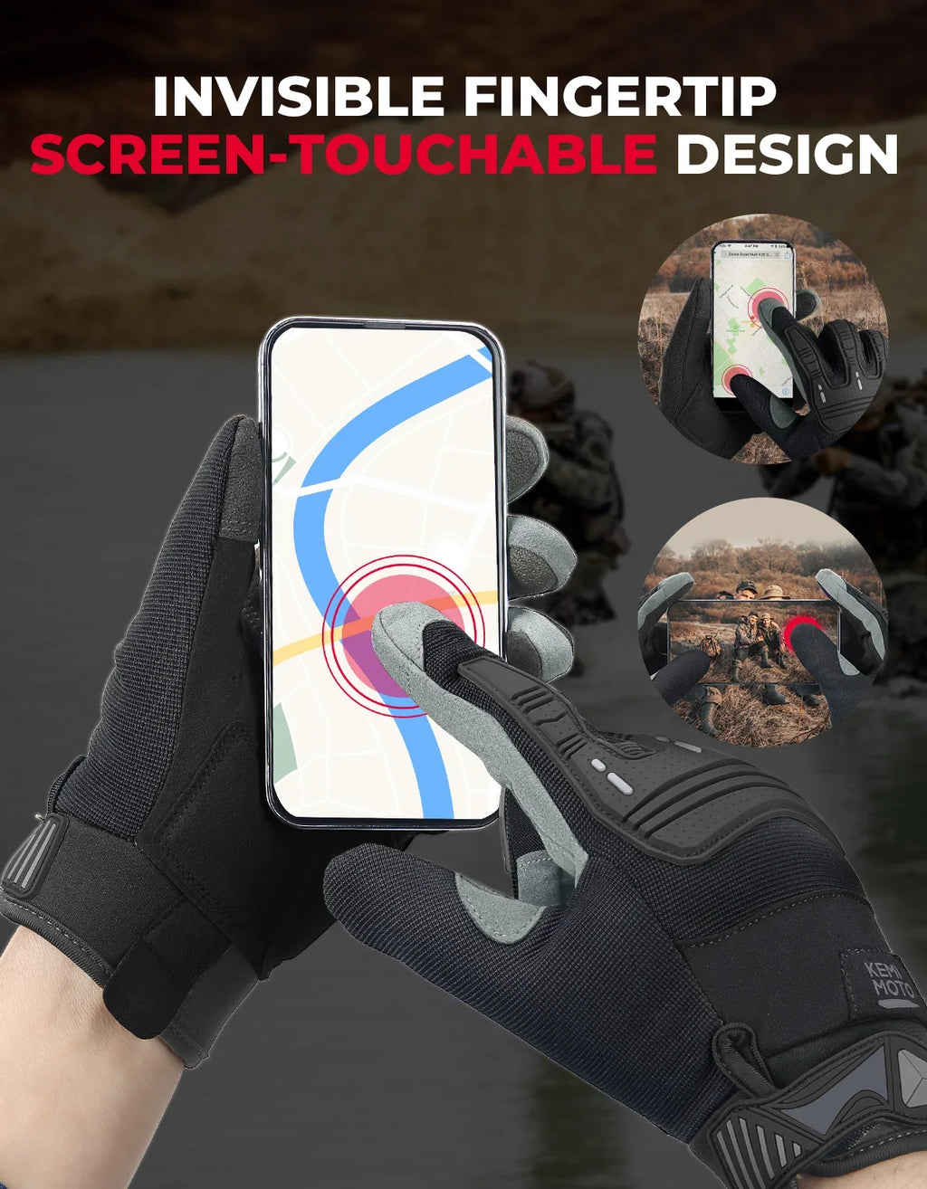 KEMIMOTO Tactical Gloves – Touchscreen Full Finger Outdoor