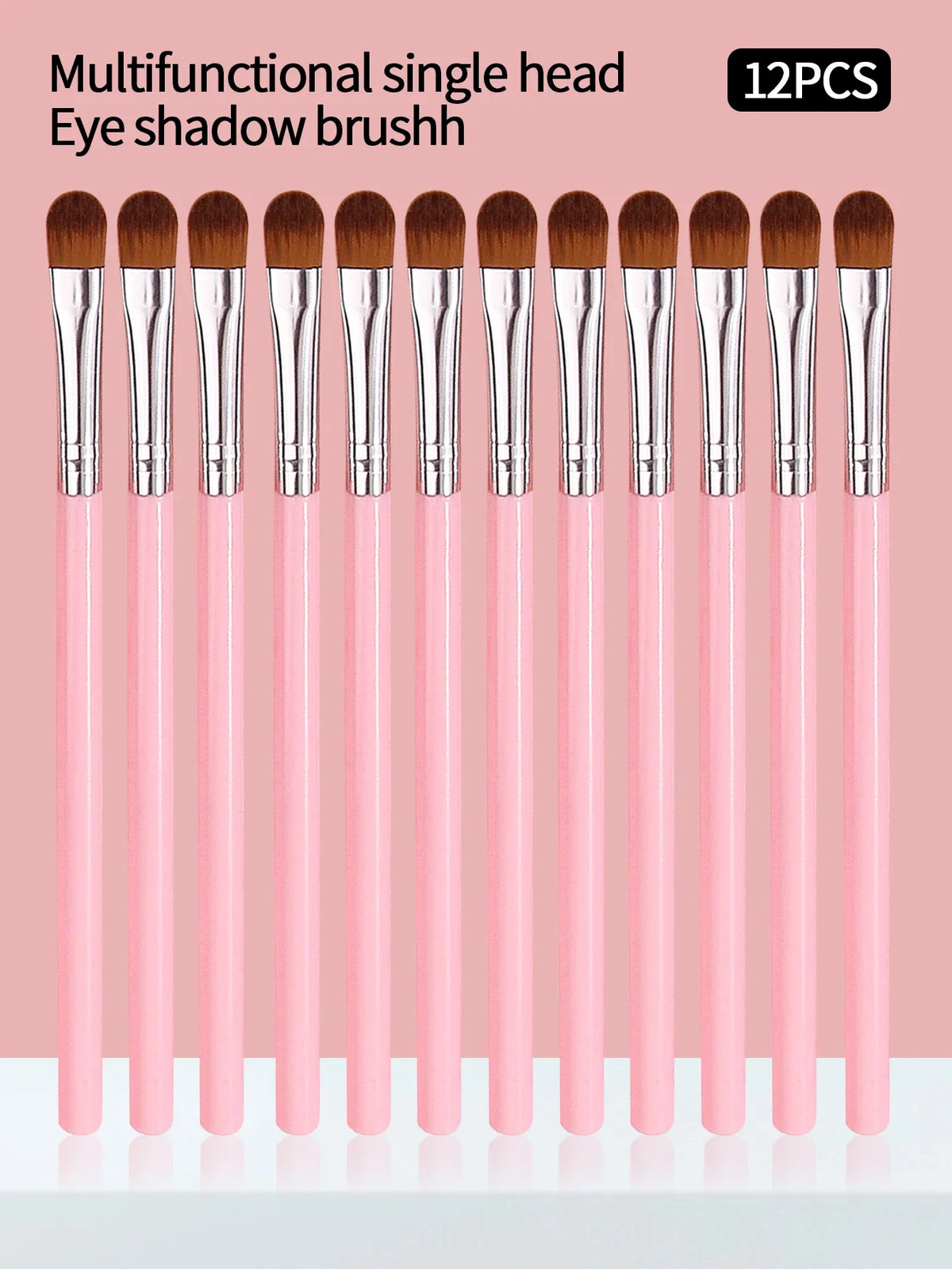 12Pcs Pink Eyeshadow & Concealer Brushes – Soft Synthetic Set