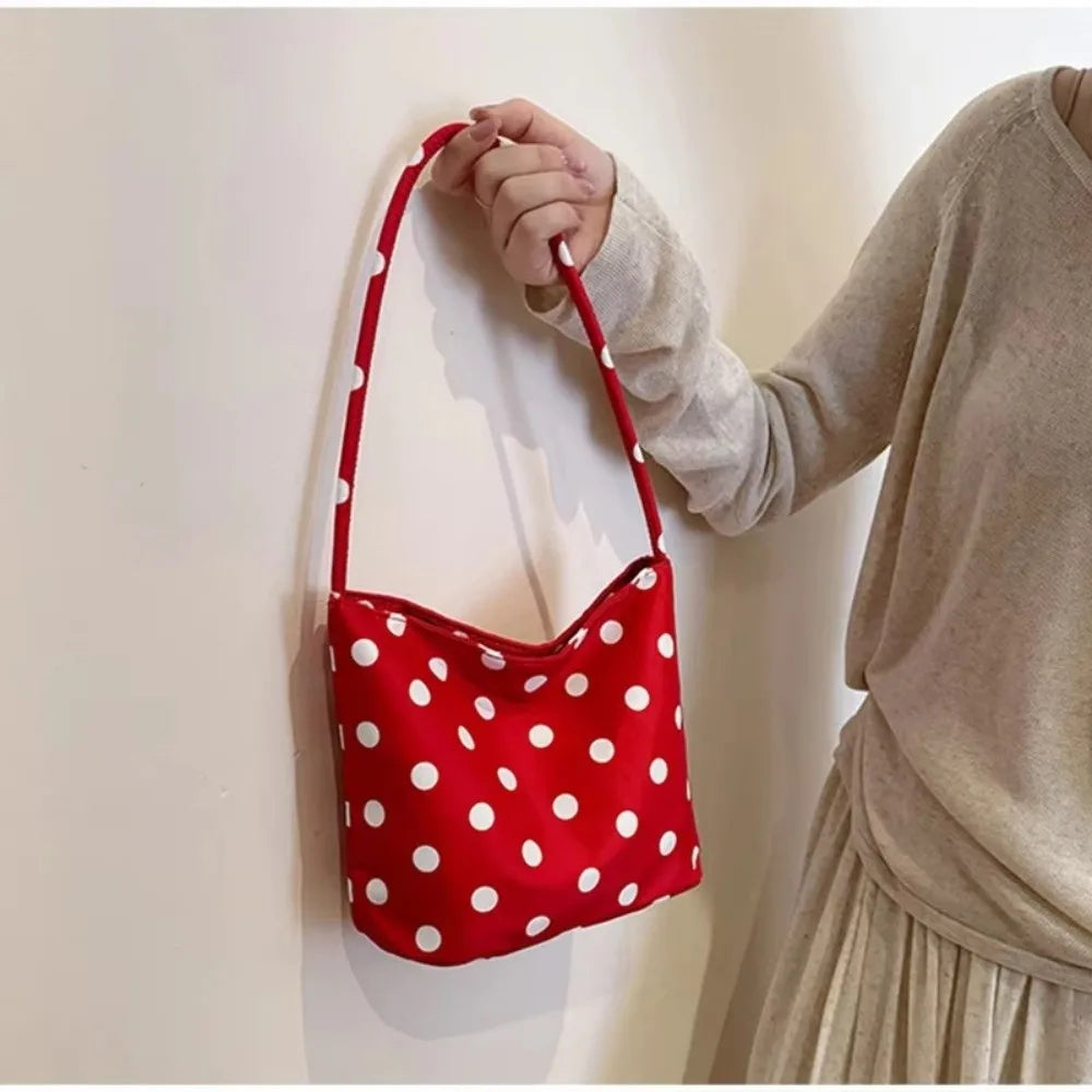 Women's Polka Dot Shoulder Bag – Water-Resistant Oxford Tote
