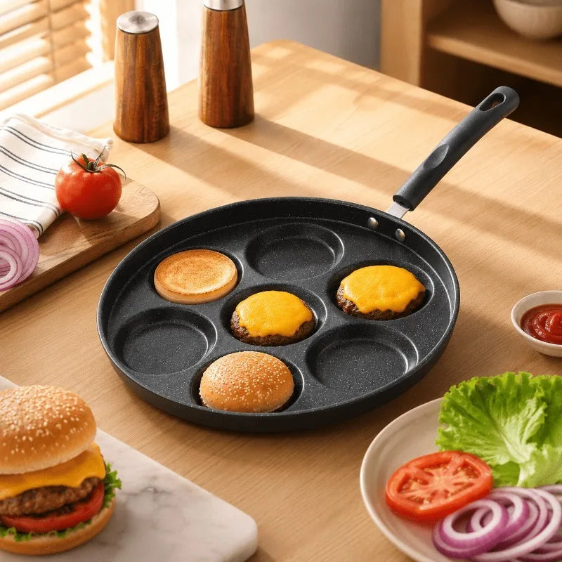 Cast Iron 7-Hole Egg Skillet Set with Tongs – Induction Safe
