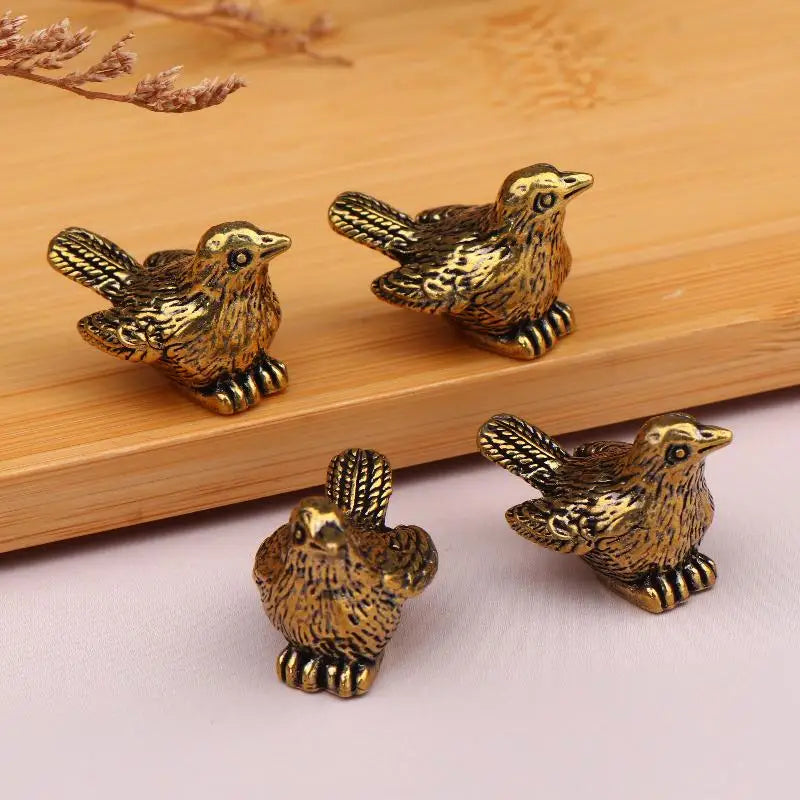 4pcs Mini Brass Bird Ornaments for Birdbaths & Garden Bowls