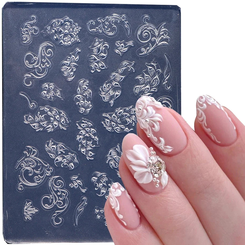 3D Silicone Nail Carving Mold – Snowflake & Winter Stamping Stencil