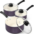 MICHELANGELO 3-Pc Nonstick Ceramic Saucepan Set 1QT 2QT 3QT