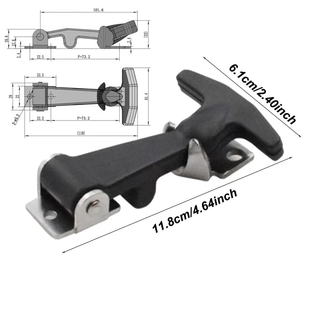 Rubber Hood Catch with Bracket 2pcs – Stainless Steel T-Handle