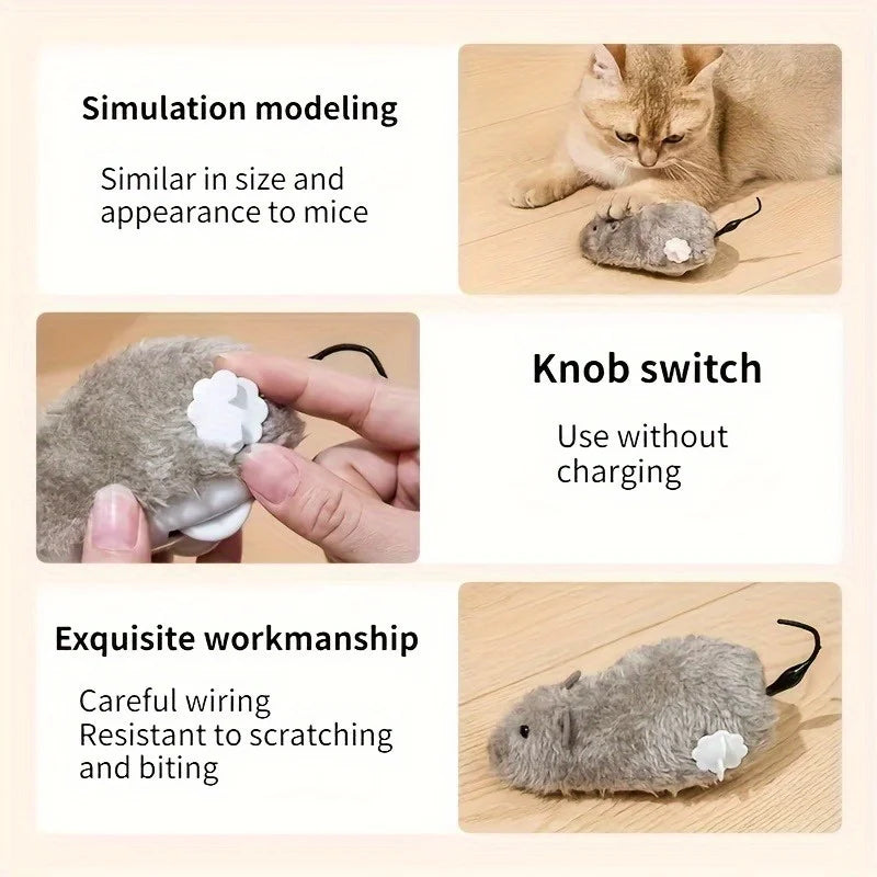 Lifelike Plush Mouse Toy for Cats, Dogs & Kids – Random Color