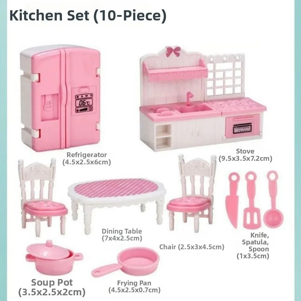 Miniature Dollhouse Furniture Set – 1:12 Pink Room Accessories