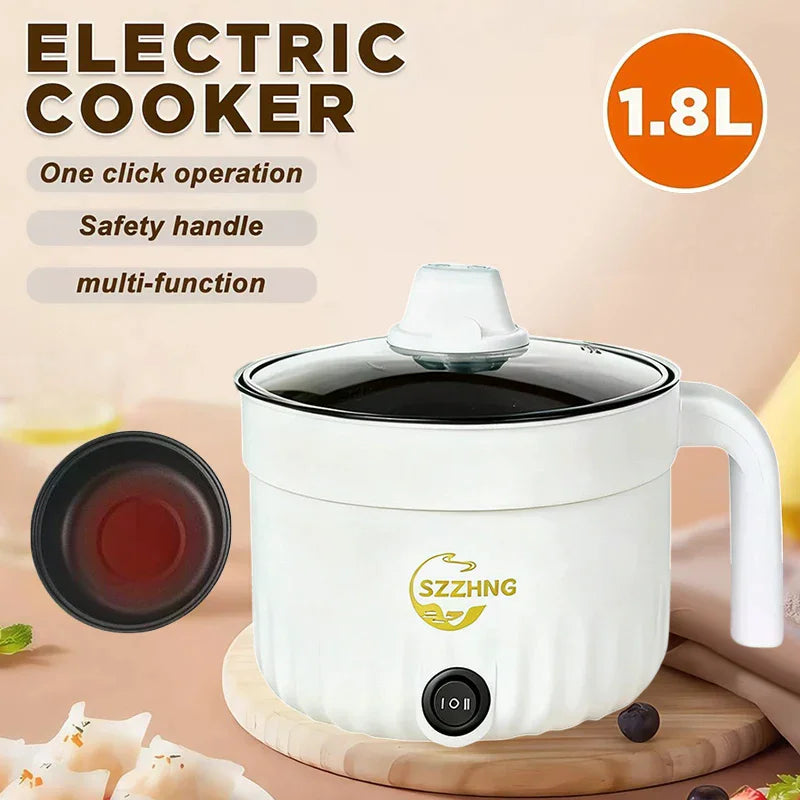 Mini Rice Cooker with Steamer 1.8L Non-Stick Electric Hot Pot