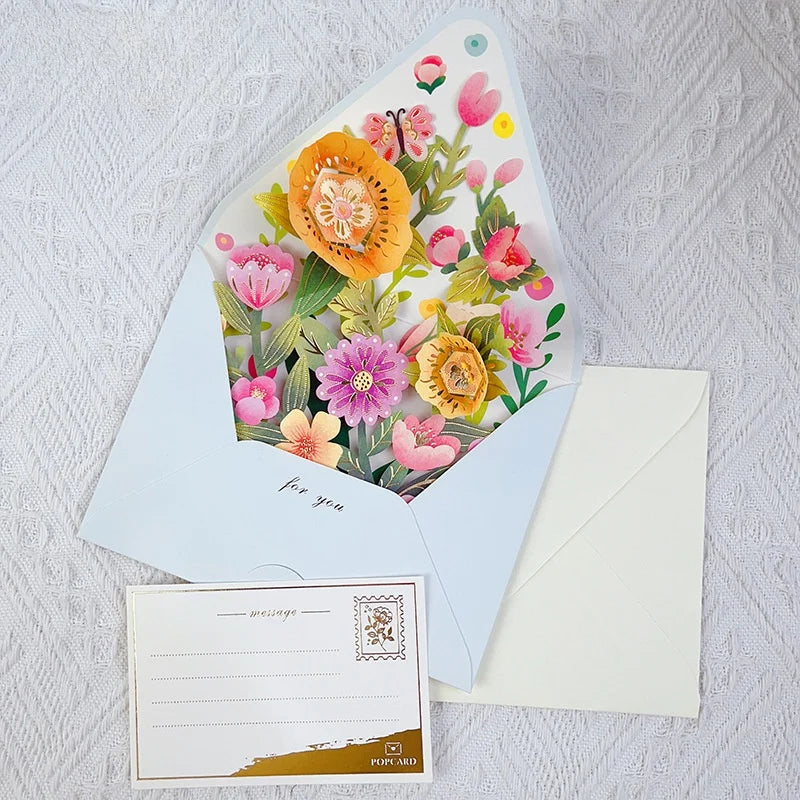 3D Pop-Up Flower Greeting Card Set – Birthday, Wedding & Holiday