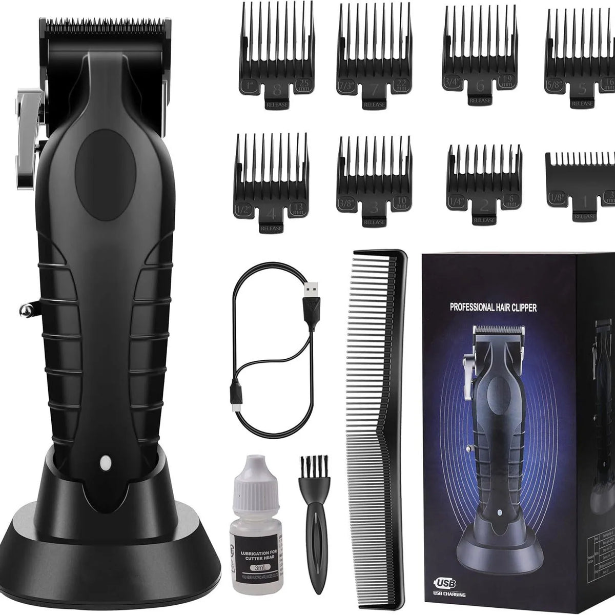 Professional USB Rechargeable Hair Clipper & T-Blade Trimmer