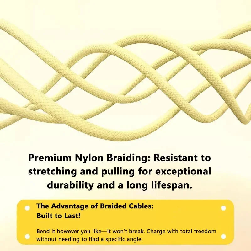120W USB-C Fast Charging Nylon Braided Cable – Type-C