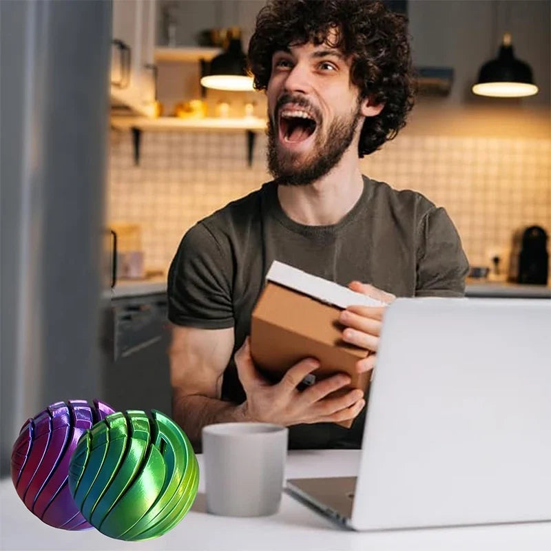 3D Printed Twistsphere Fidget Ball – Rotating Gear Flow Toy