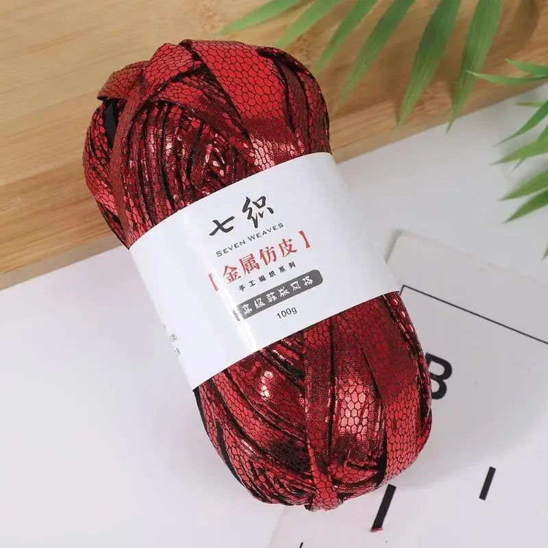 Cracked Metallic Flat Yarn 100g – Holographic Crochet & Knit Yarn