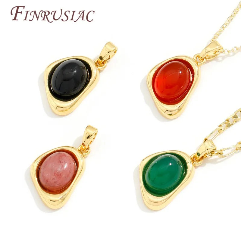 18K Gold Plated Natural Stone Charms – DIY Jewelry Pendants