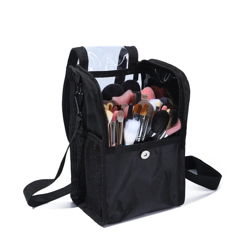 Stand-Up Makeup Brush Organizer Case with Carry Strap