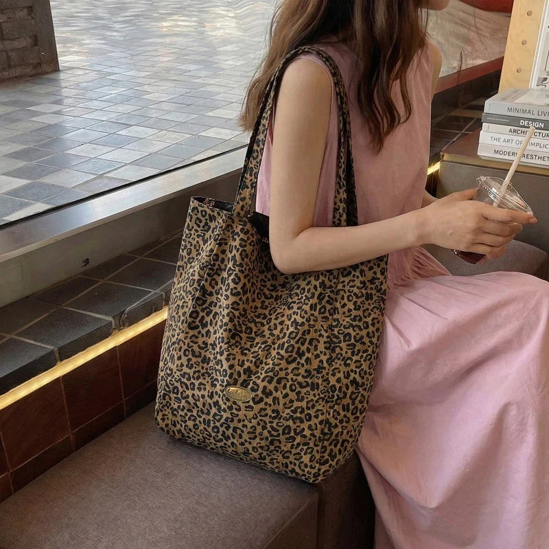 Women's Leopard Print Tote Bag – Large Capacity Shoulder Bag