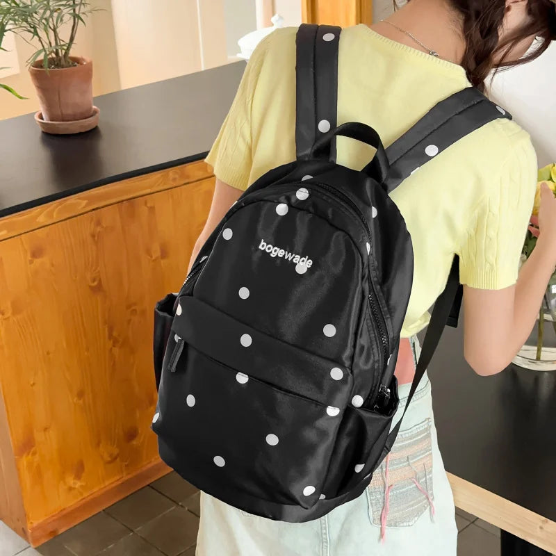 Korean Polka Dot Women's Backpack – Lightweight 20–35L