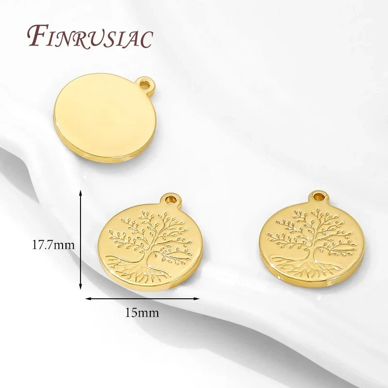 18K Gold Plated Tree of Life Charm Pendant – DIY Jewelry