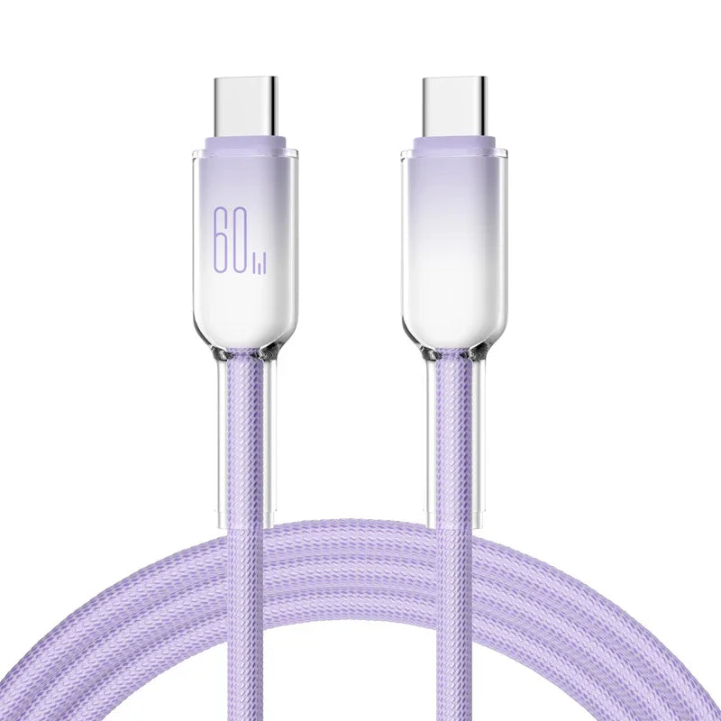 60W USB-C to USB-C Fast Charging Braided Cable 1m/2m