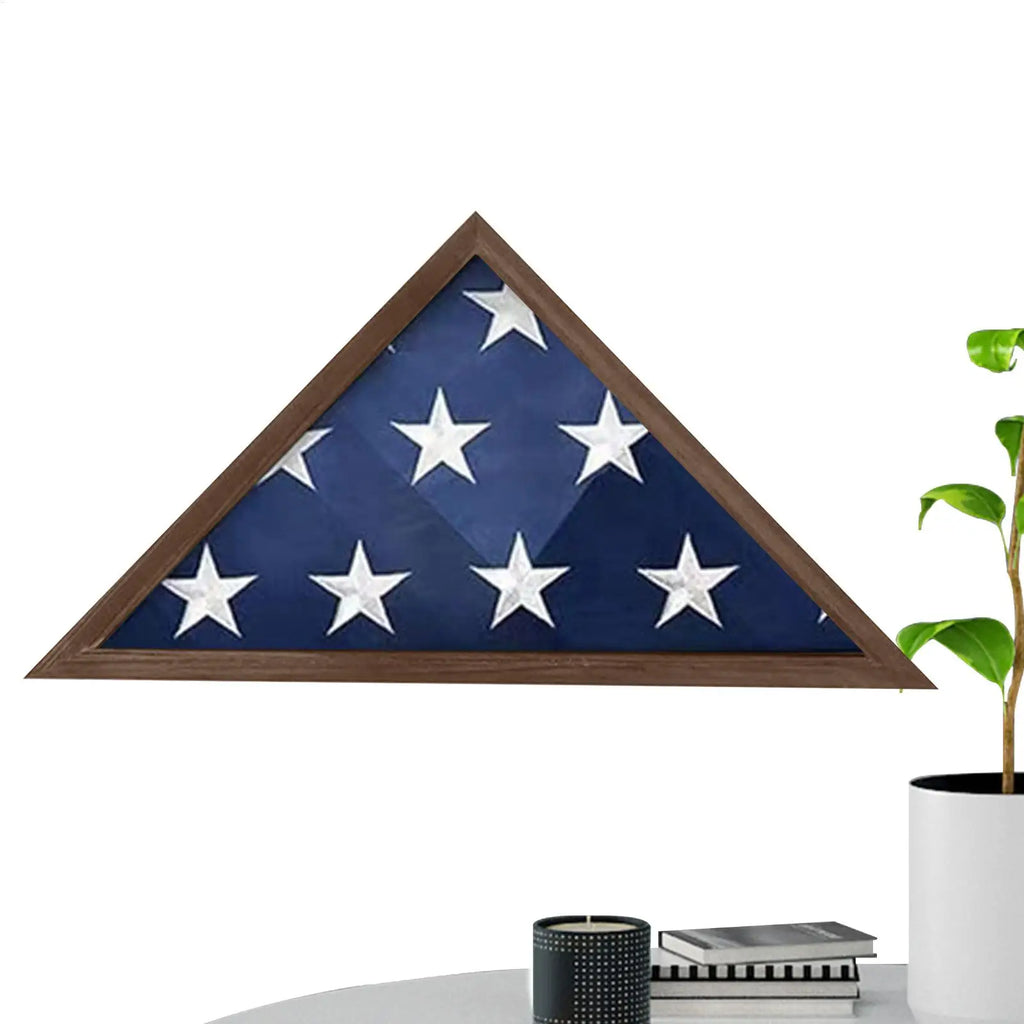 Wooden Triangle Flag Display Case | Wall-Mounted Box