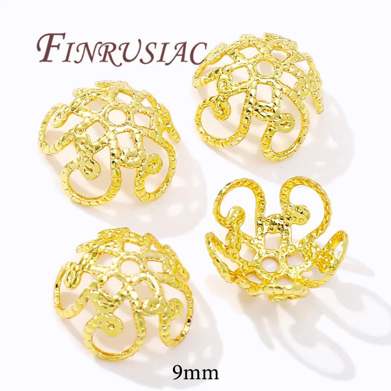 18K/14K Gold Plated Filigree Flower Bead Caps – Jewelry Making