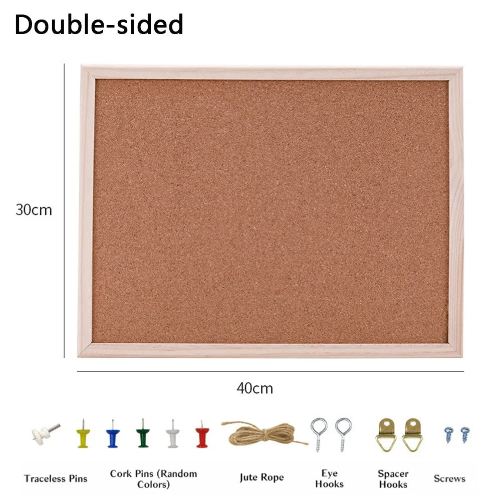 Wooden Frame Cork Bulletin Board – Hanging Memo Display Board