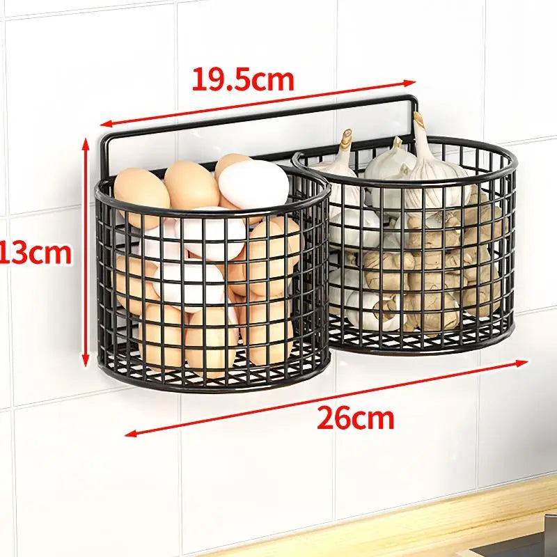 Wall Mounted Kitchen Wire Basket Rack 1/2/3 Grid Organizer