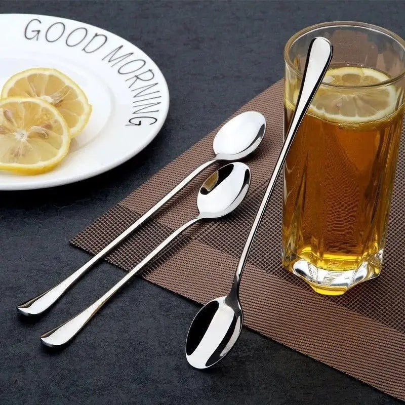 Stainless Steel Long Handle Spoons for Coffee & Ice Cream