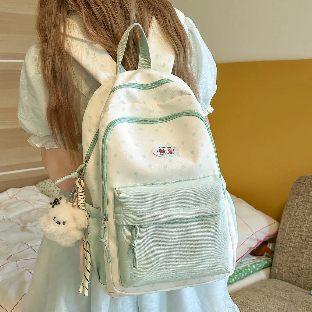 Nixie Girls Star Print Backpack – Large Capacity School Bag