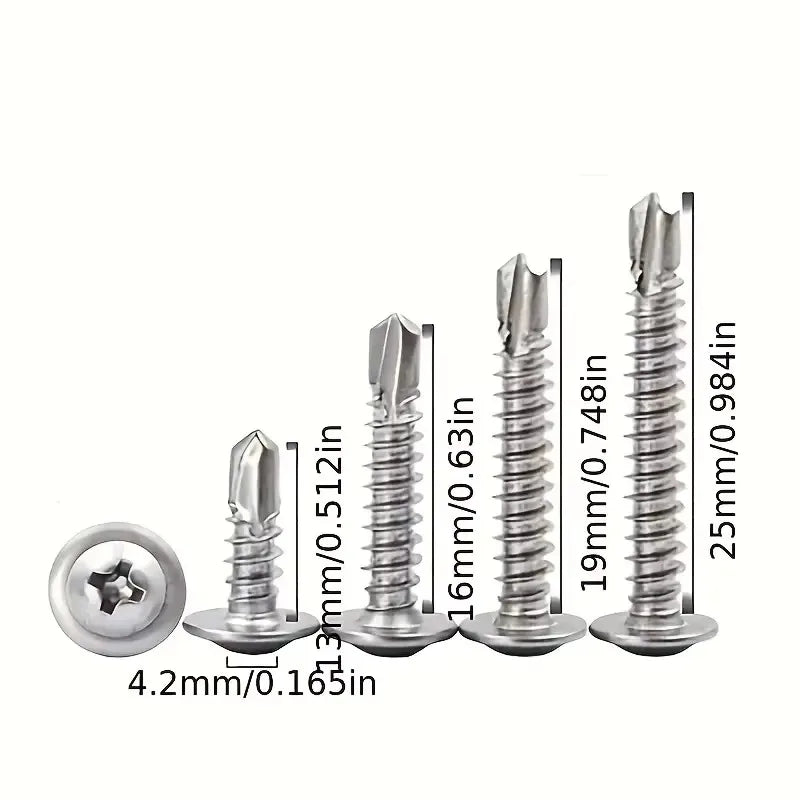 SUS410 M4.2 Round Head Self-Tapping Screws 50pcs – Drill Tail