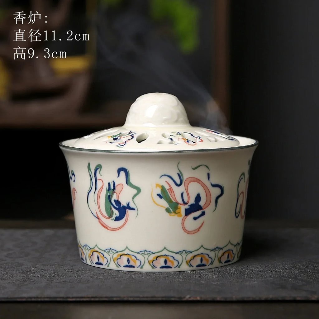 Ceramic Incense Burner with Cover – Zen Aromatherapy Décor