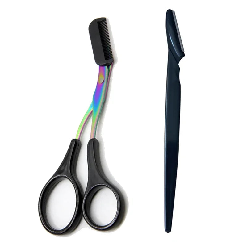 Eyebrow Trimming Razor & Scissors Set – Safe Grooming Kit