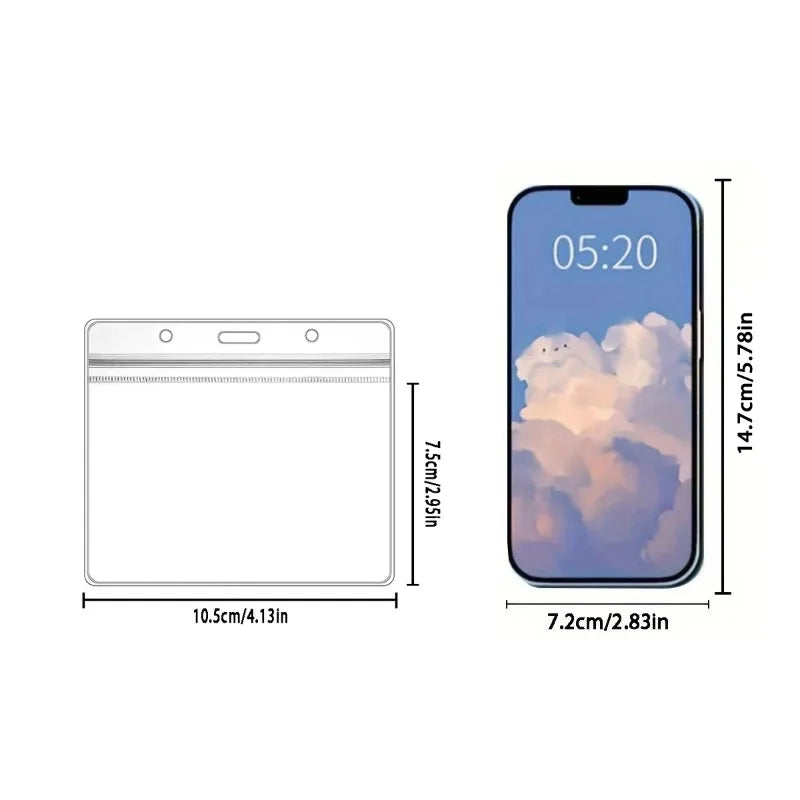 10pcs Transparent Horizontal ID Card Badge Holders – Waterproof